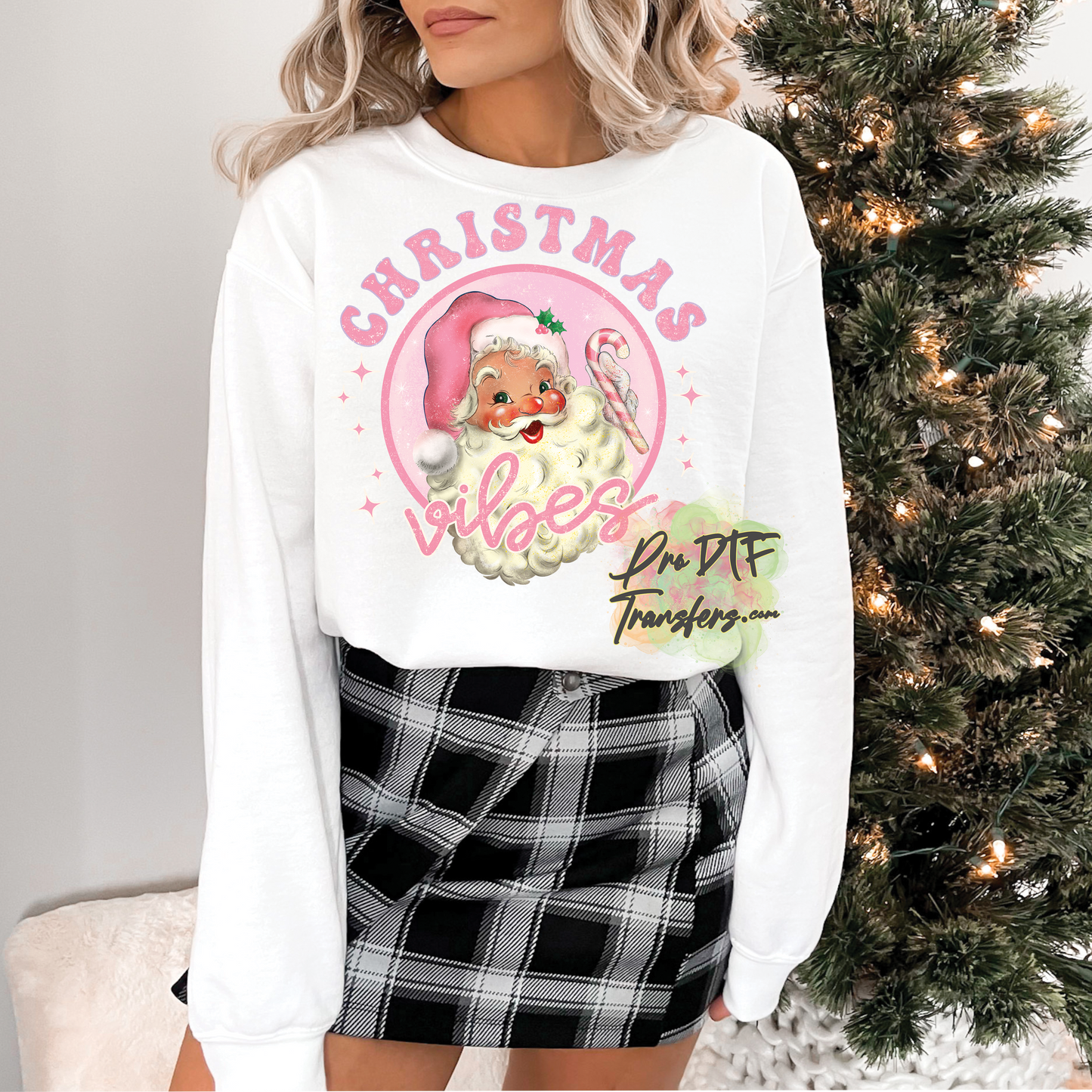 CM124 Christmas Vibes Pink Full Color DTF Transfer - Pro DTF Transfers