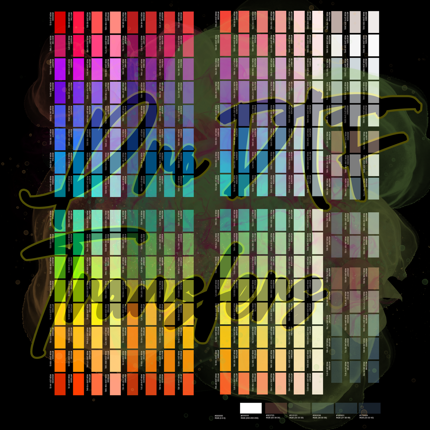 Color Swatch 276 Color HEX Numbers DTF Transfer