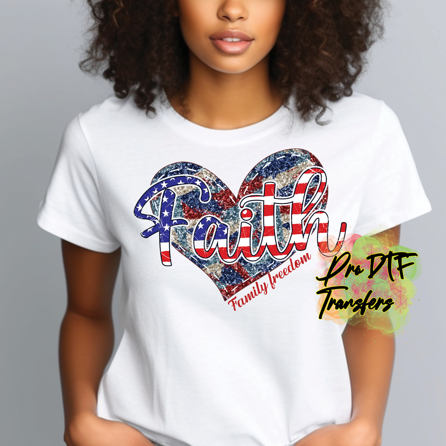 J95 America Faith Full Color DTF Transfer