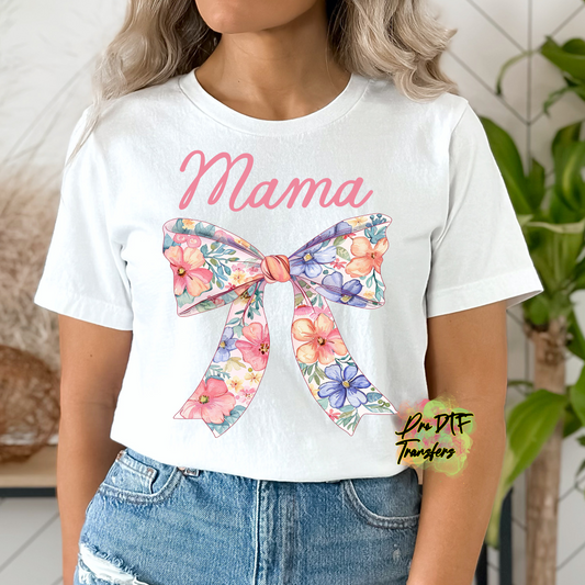 Mama Bow Tie Flowers Premade DTF Design