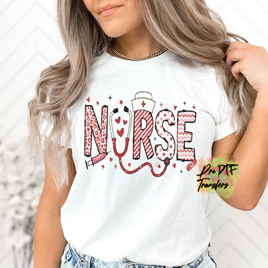 Distressed Design Nurse Valentine Premade DTF Design