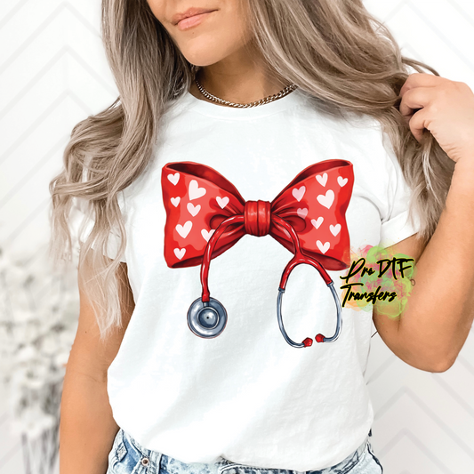 Nurse Bow Valentine Premade DTF Design