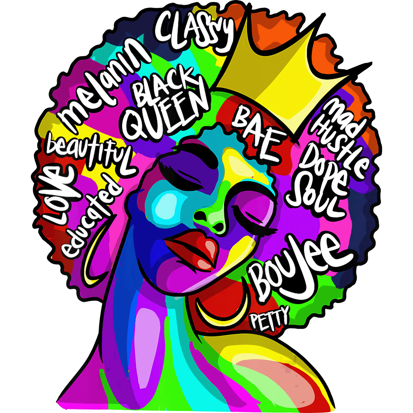 BH17 Black Girl Magic Queen Full Color DTF Transfer - Pro DTF Transfers