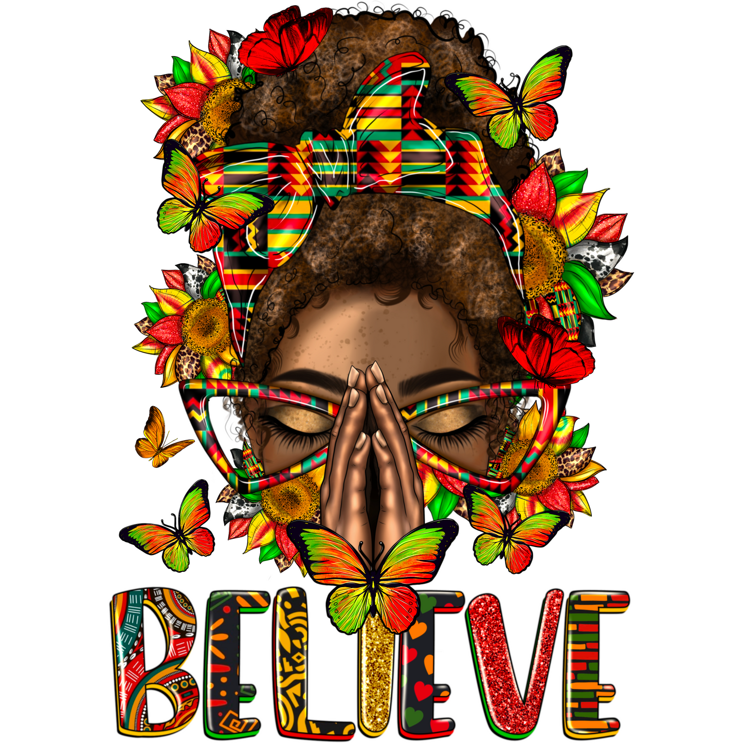 BH109 Messy Bun Believe Full Color DTF Transfer - Pro DTF Transfers