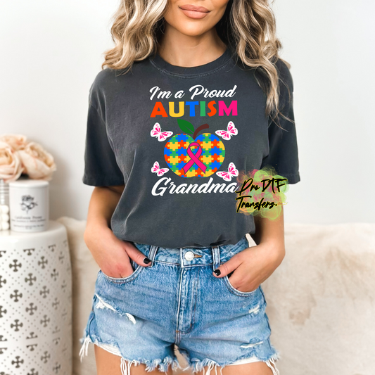 AA59 Autism Proud Grandma Apple Full Color DTF Transfer - Pro DTF Transfers