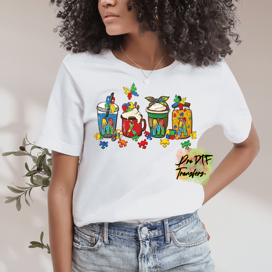 AA62 Autism Mama Coffee Full Color DTF Transfer - Pro DTF Transfers