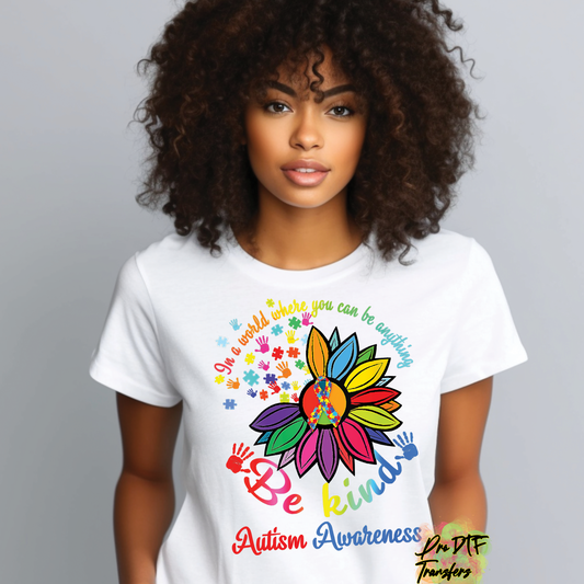 AA69 Autism Be Kind Full Color DTF Transfer - Pro DTF Transfers