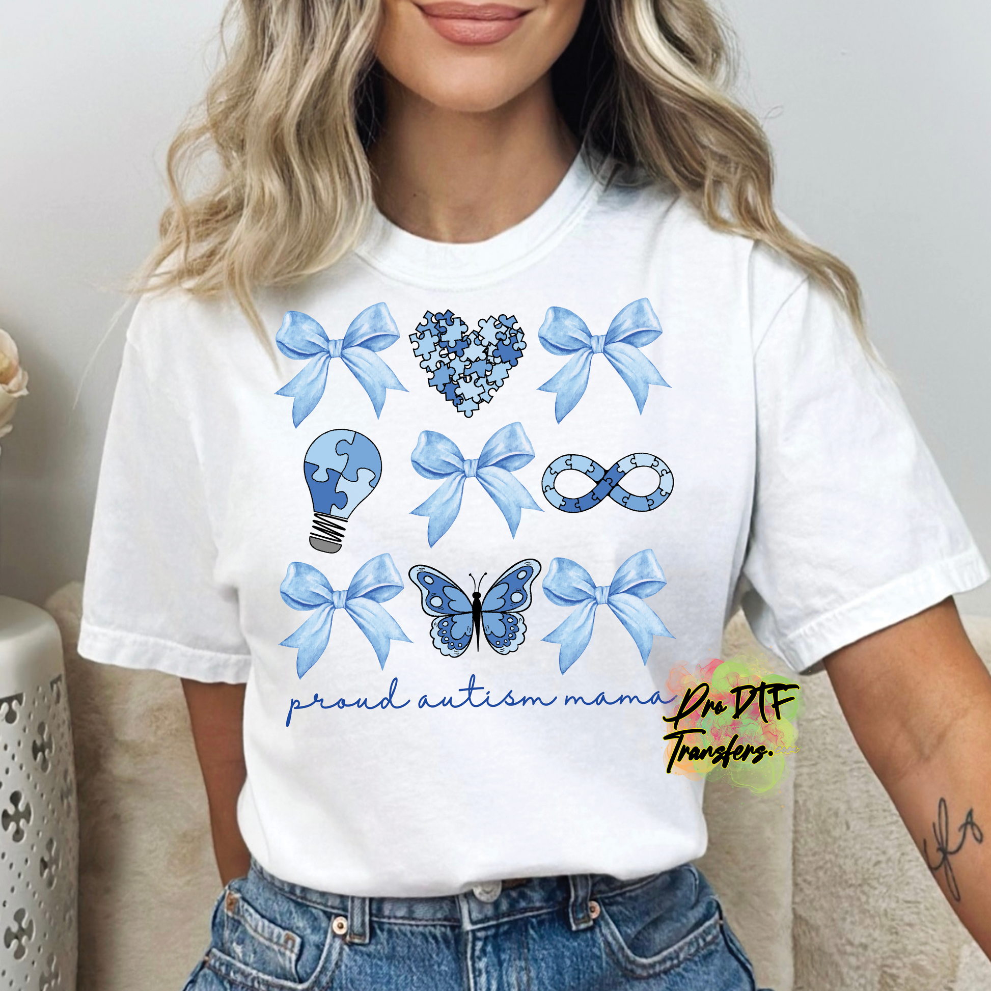 AA91 Proud Autism Mama Blue Full Color DTF Transfer - Pro DTF Transfers