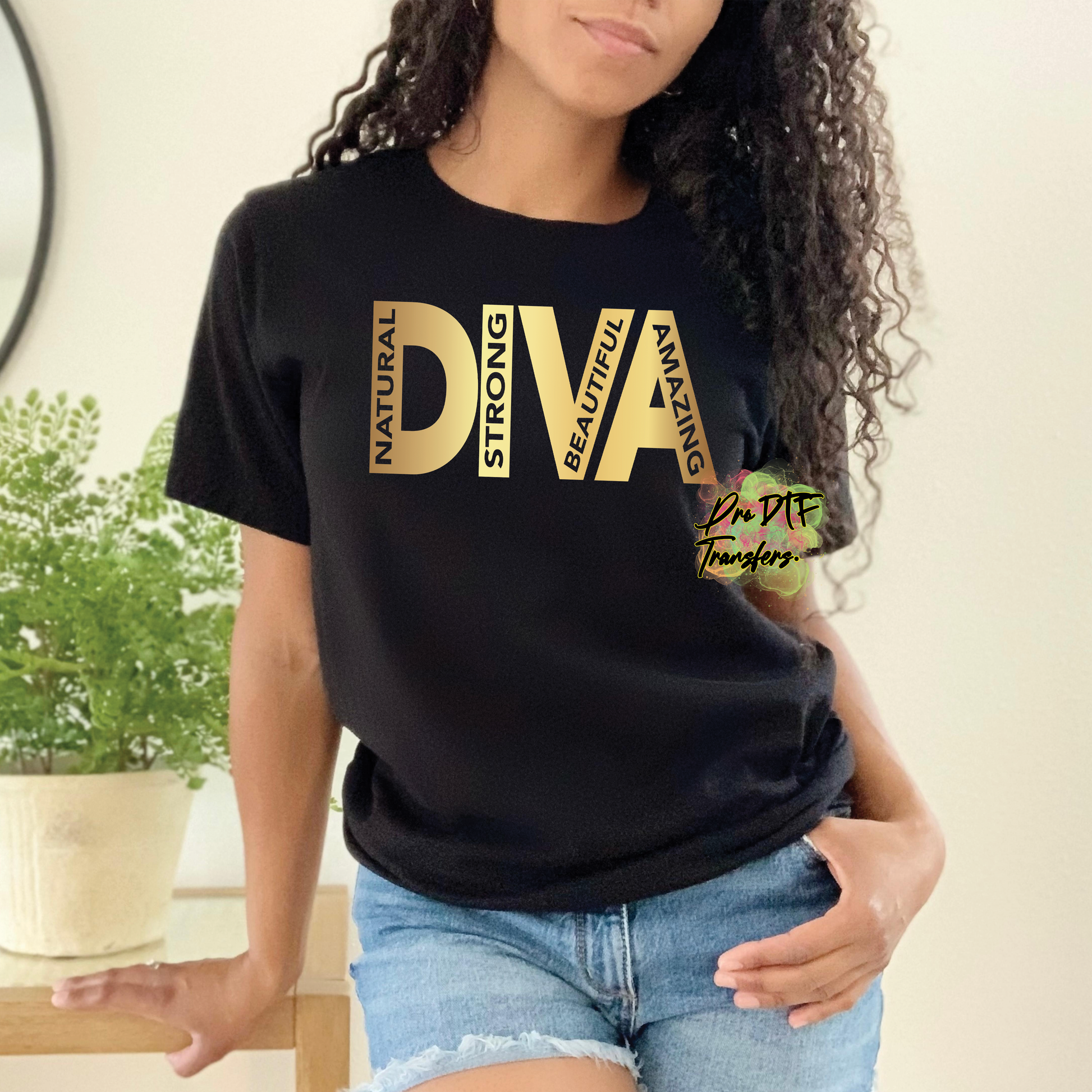 BH257 Diva Gold Full Color DTF Transfer - Pro DTF Transfers