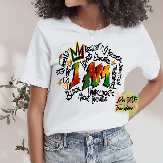 BH285 I Am Black History Full Color DTF Transfer - Pro DTF Transfers