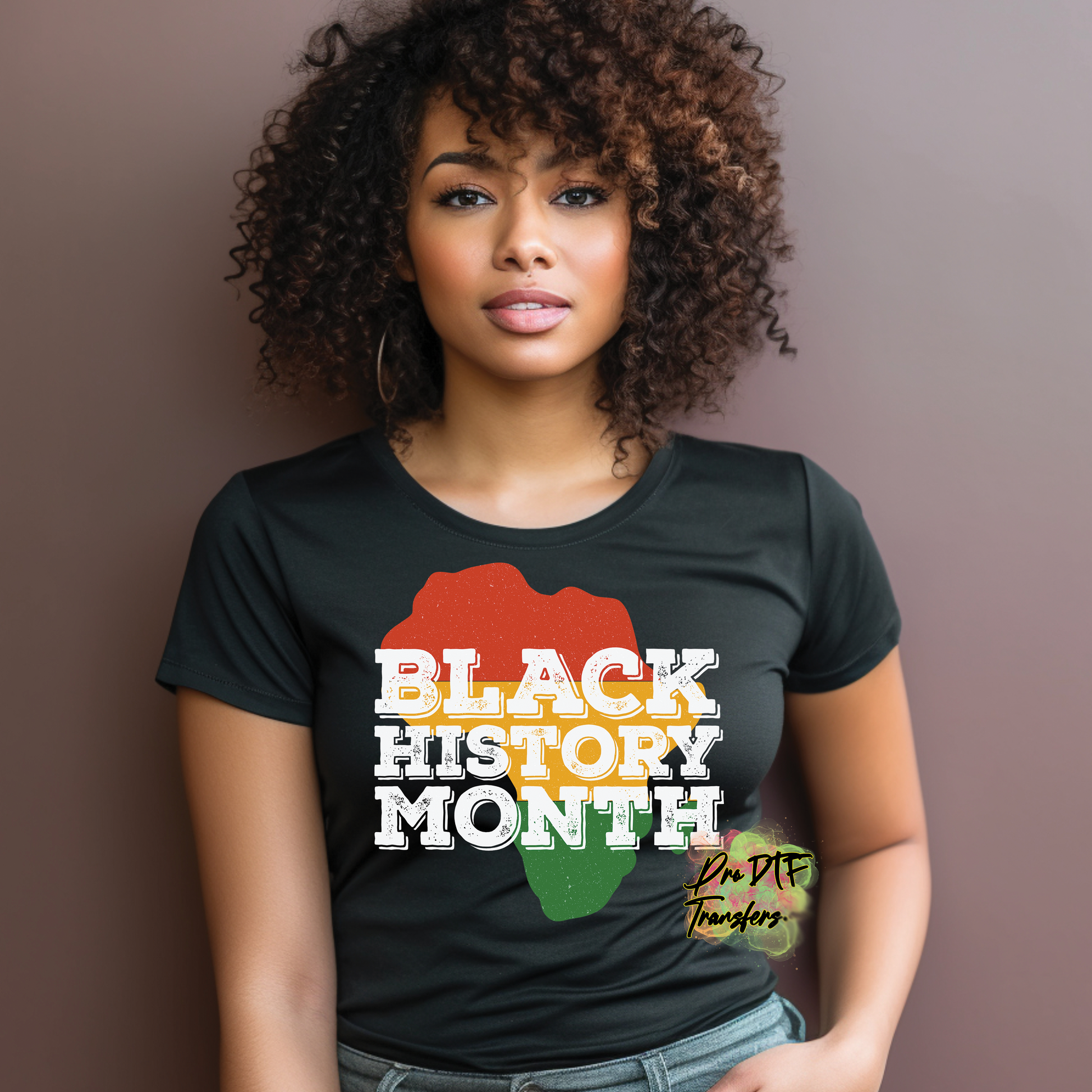 BH52 Black History Cont. Distressed Print White Font Full Color DTF Transfer - Pro DTF Transfers