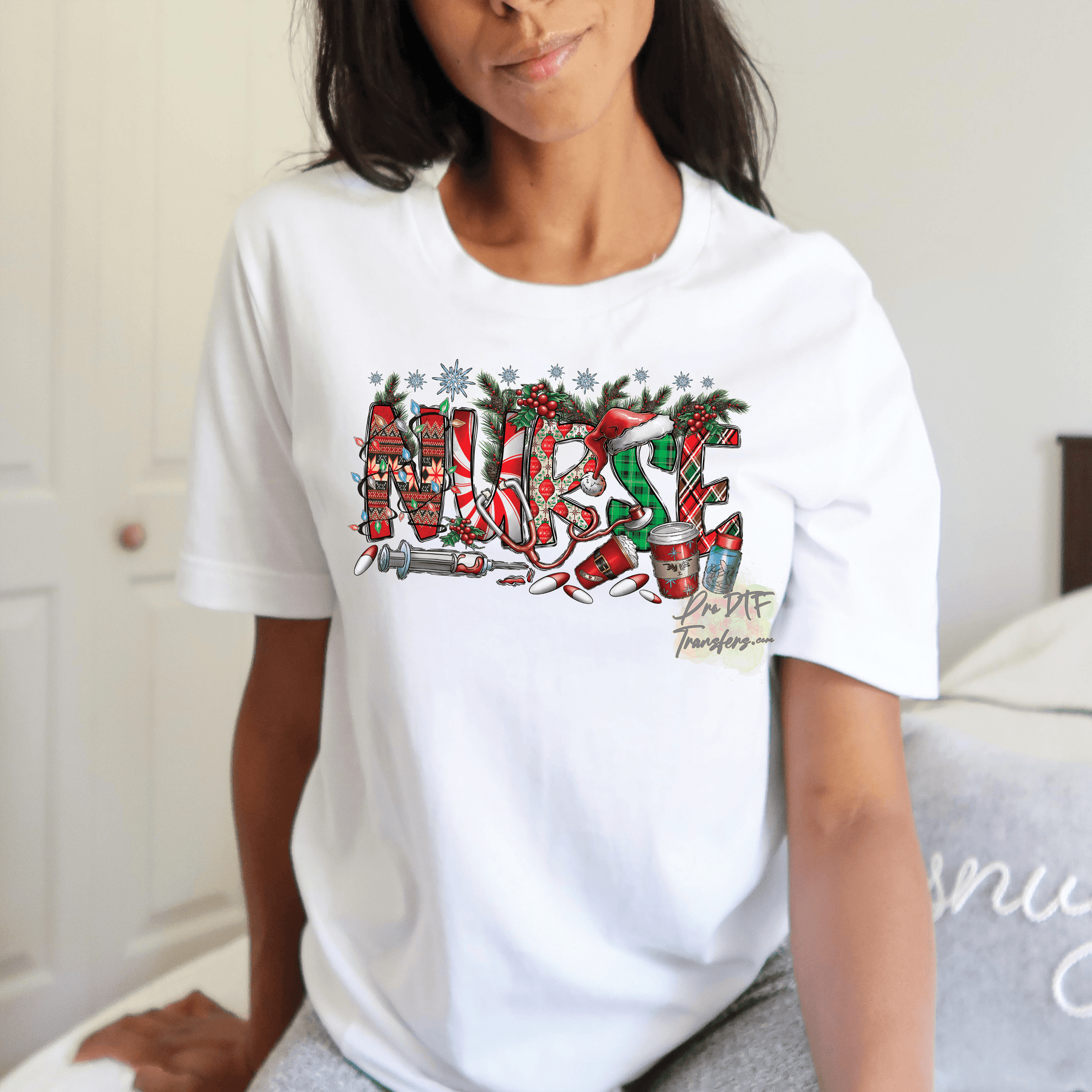 CM10 Nurse Christmas Full Color DTF Transfer - Pro DTF Transfers