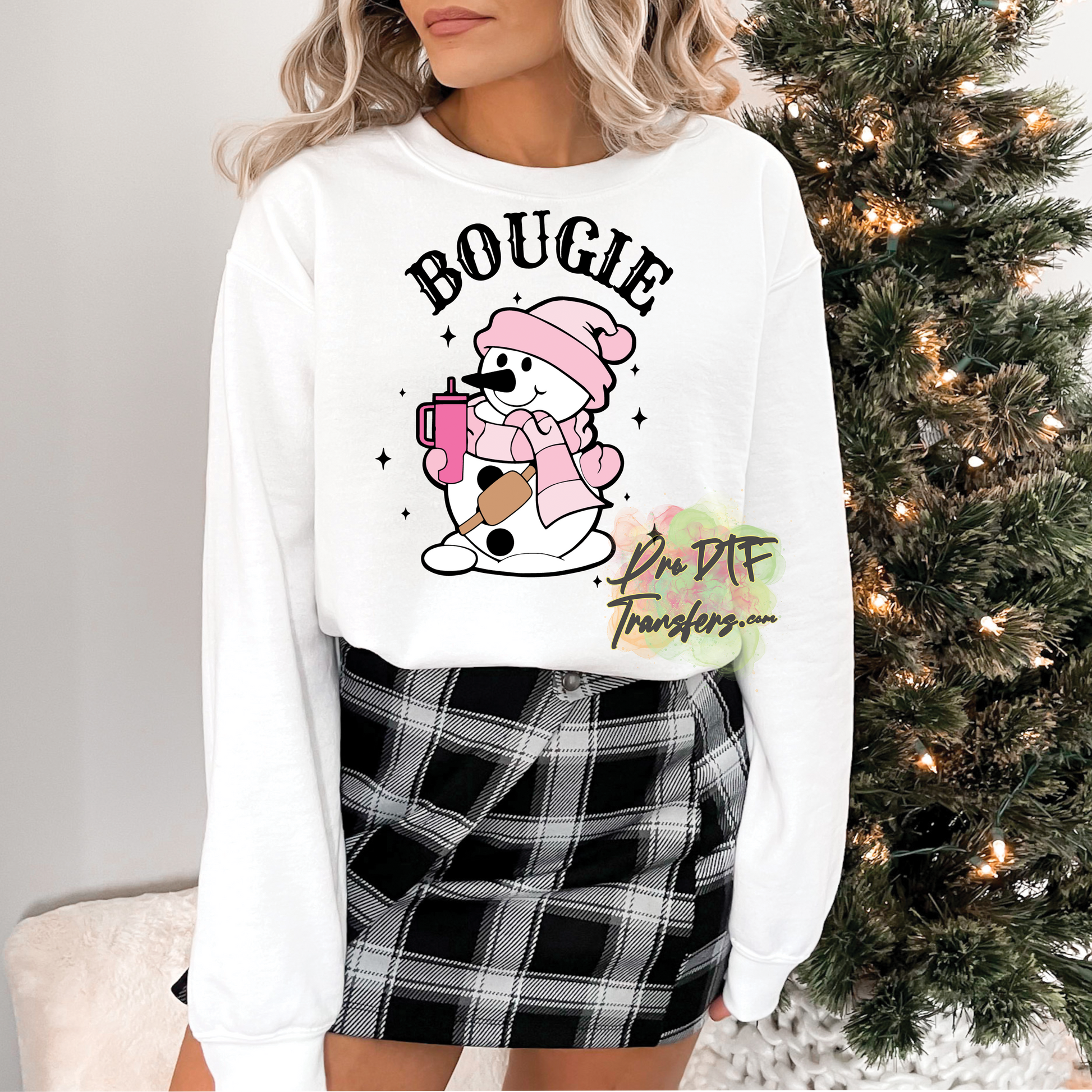CM125 Bougie Pink Santa Snowman Full Color DTF Transfer - Pro DTF Transfers