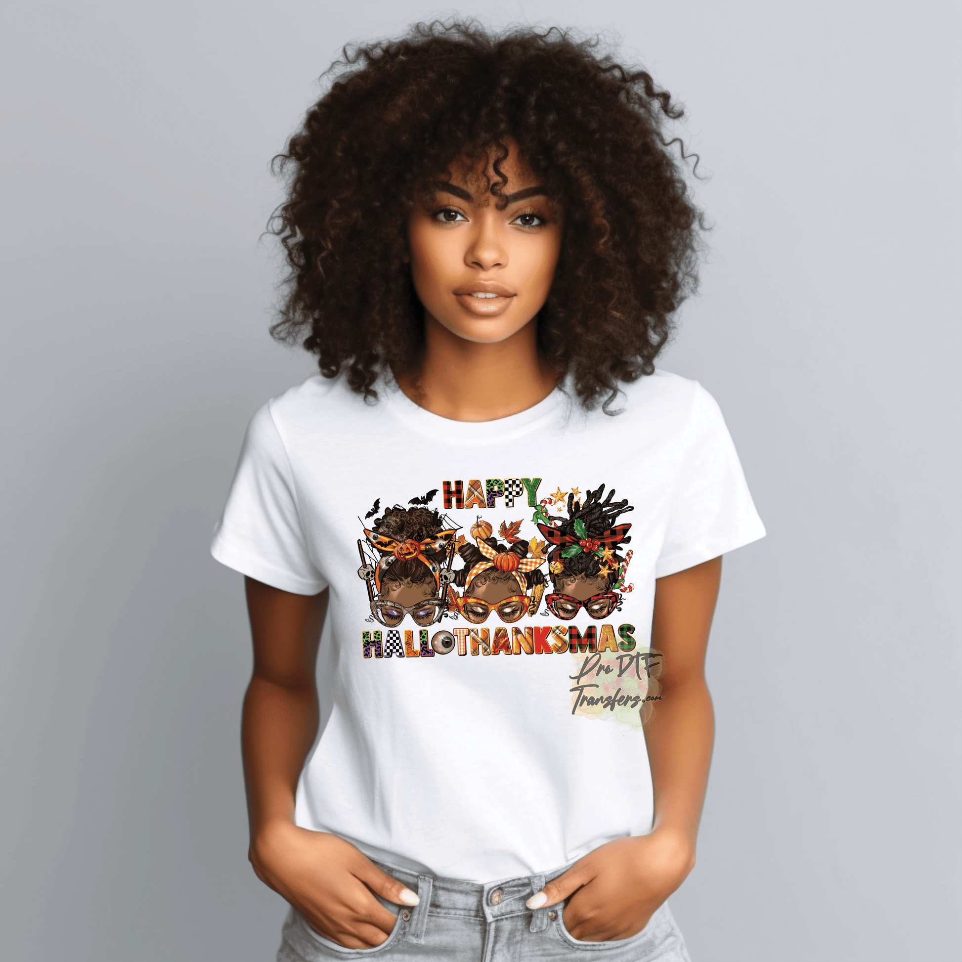 CM15 Happy HalloThanksMas Christmas Full Color DTF Transfer - Pro DTF Transfers