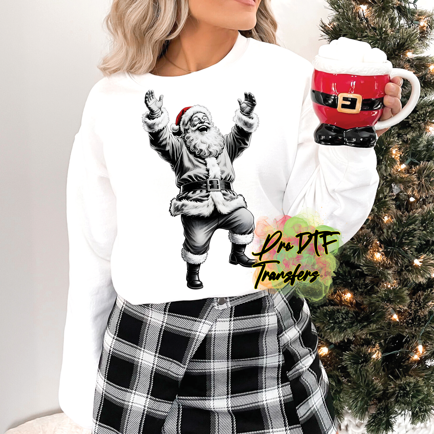 CM240 Santa Happy Dance Full Color DTF Transfer