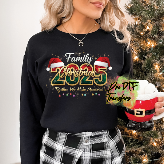 CM255 Family Christmas Gold Full Color DTF Transfer