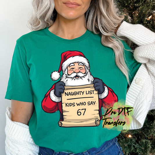 CM263 Santa Naughty List 67 Full Color DTF Transfer