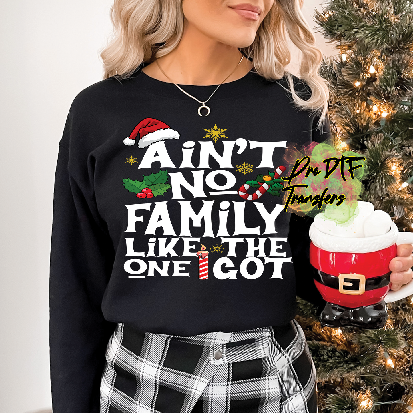 CM274 Aint No Family Wht Text Full Color DTF Transfer