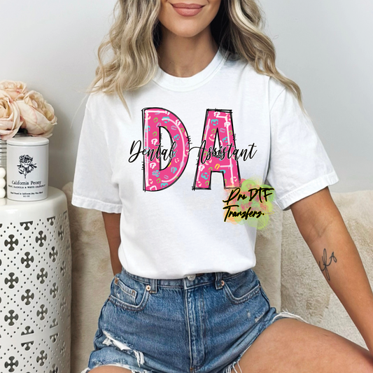 DA2 Dental Assistant Pink Full Color DTF Transfer - Pro DTF Transfers
