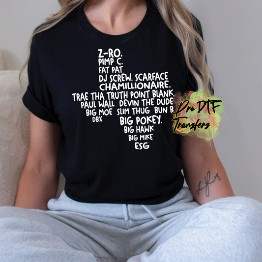 HT49 H Town Rappers Wht Text Full Color DTF Transfer