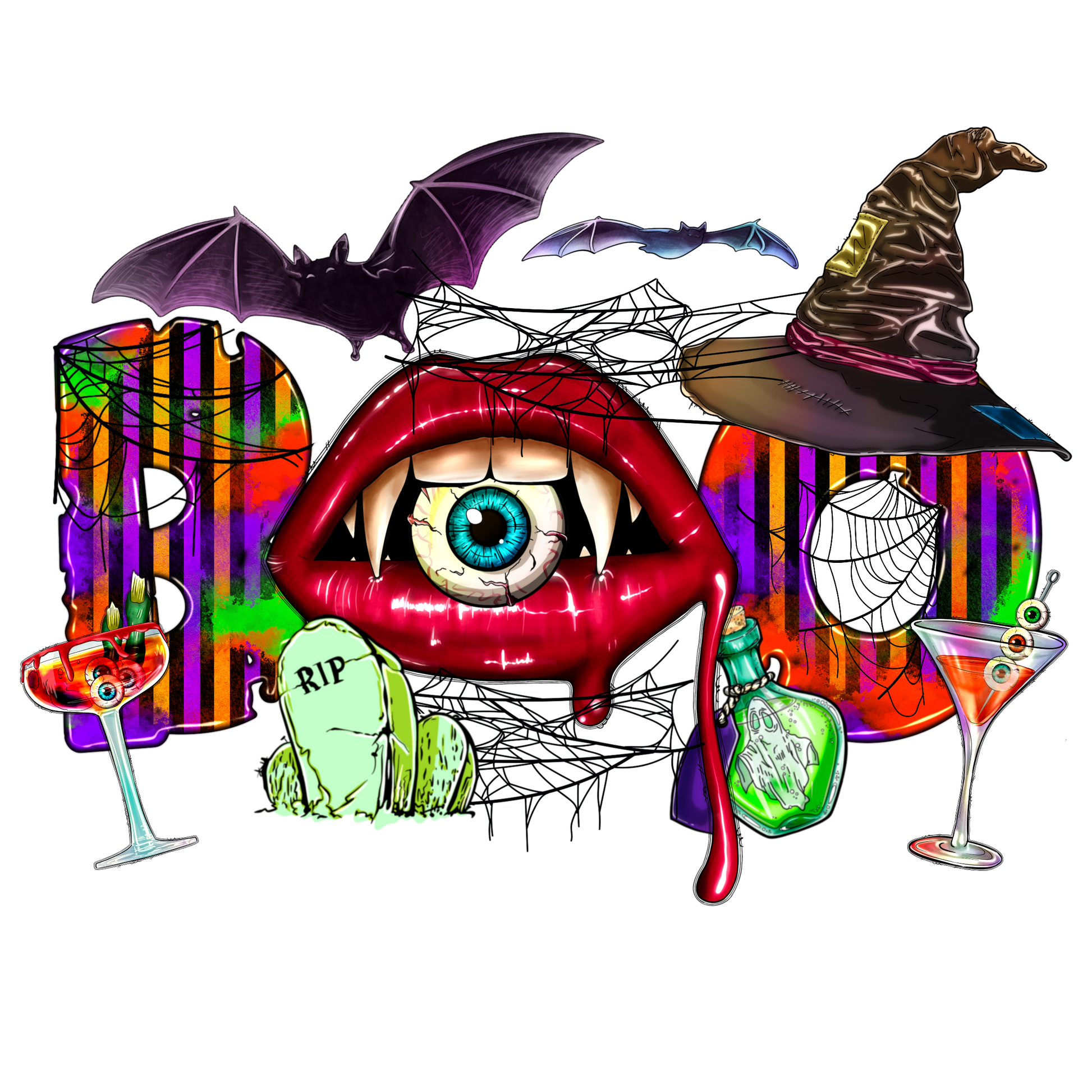 HW267 Halloween Boo Full Color DTF Transfer - Pro DTF Transfers