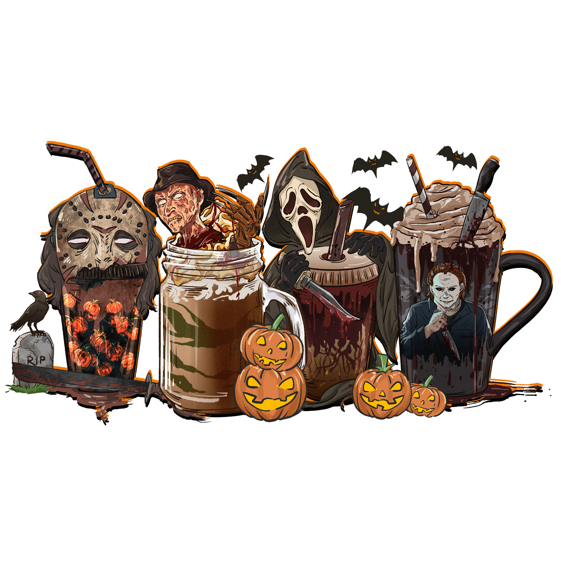 HW270 Halloween Latte Full Color DTF Transfer - Pro DTF Transfers