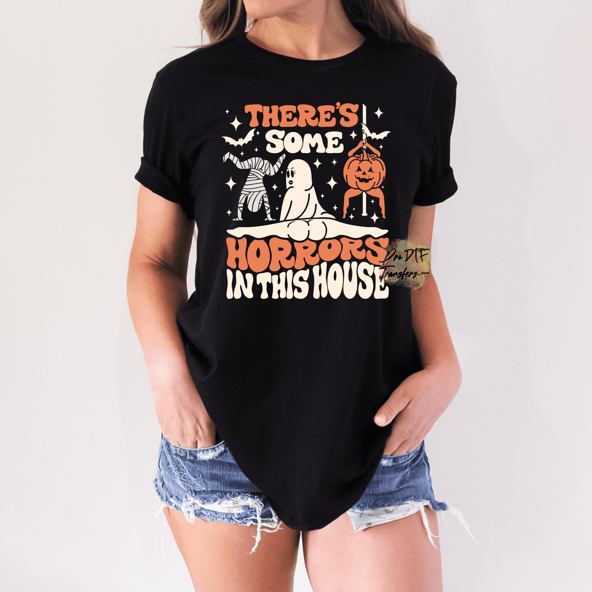HW306 Horrors in the House Full Color DTF Transfer - Pro DTF Transfers