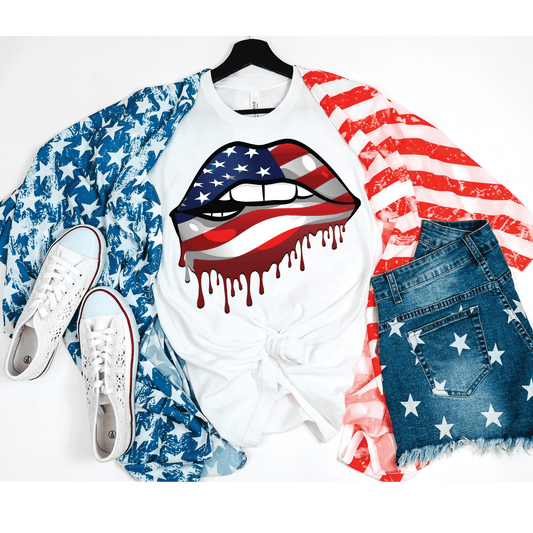 J31 July 4th Lips Full Color DTF Transfer - Pro DTF Transfers