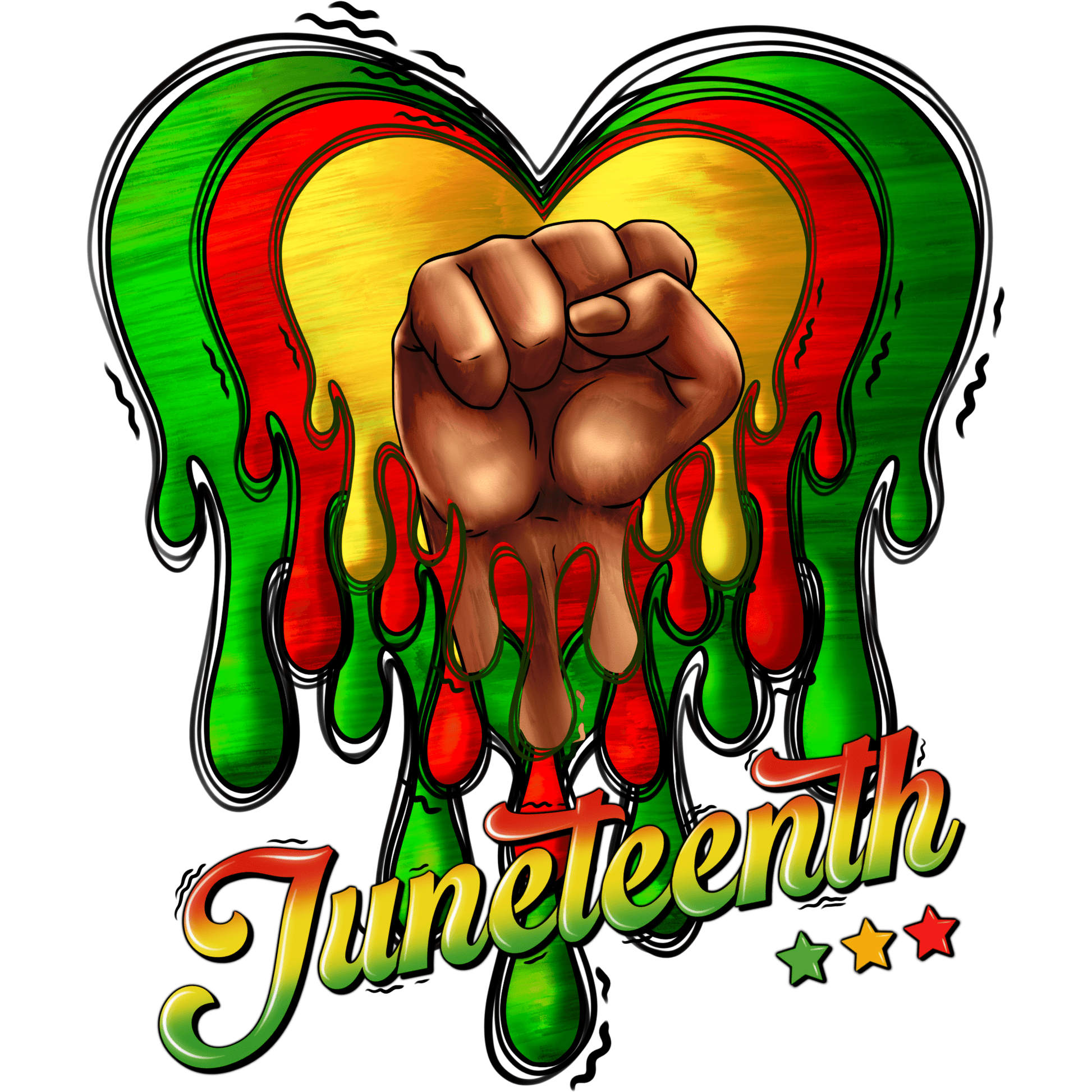 BH147 Juneteenth Heart Full Color DTF Transfer - Pro DTF Transfers