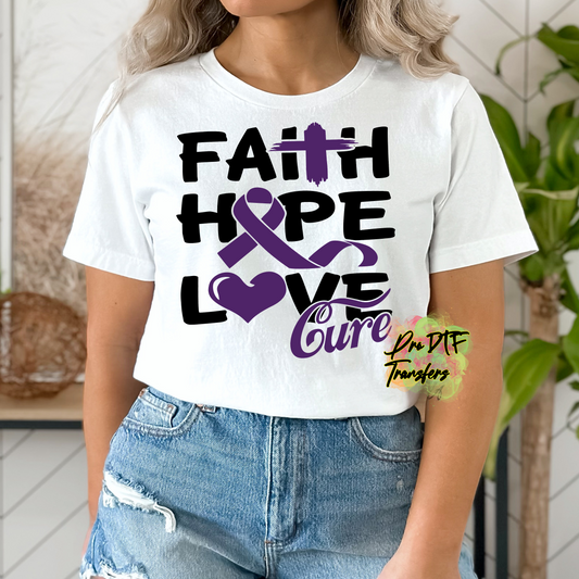 LP1 Lupus Faith Hope Love Blk Txt Full Color DTF Transfer - Pro DTF Transfers