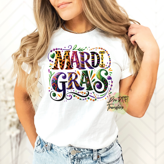 MG88 Mardi Gras Beads Full Color Transfer - Pro DTF Transfers