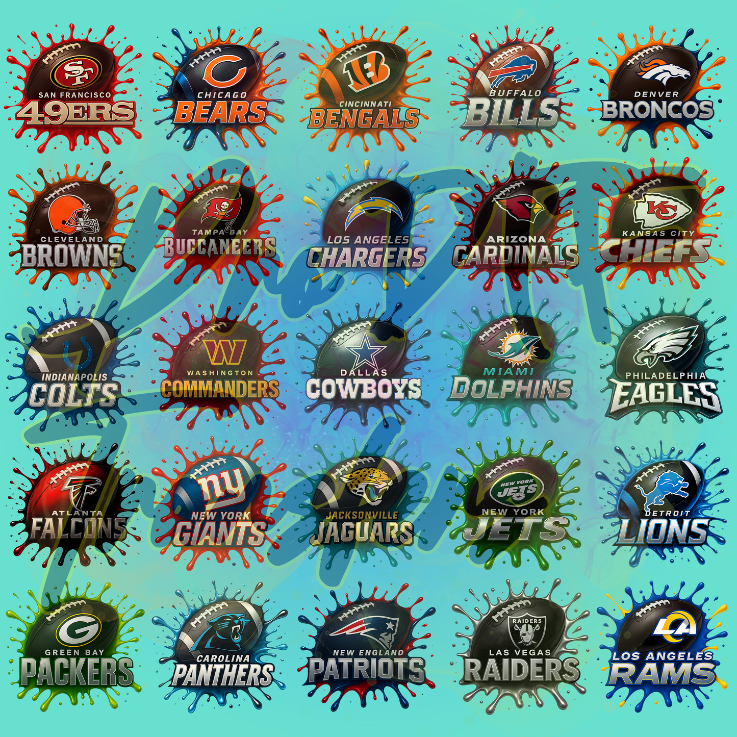 FBSP FootBall Splatter Design  Full Color DTF Transfer