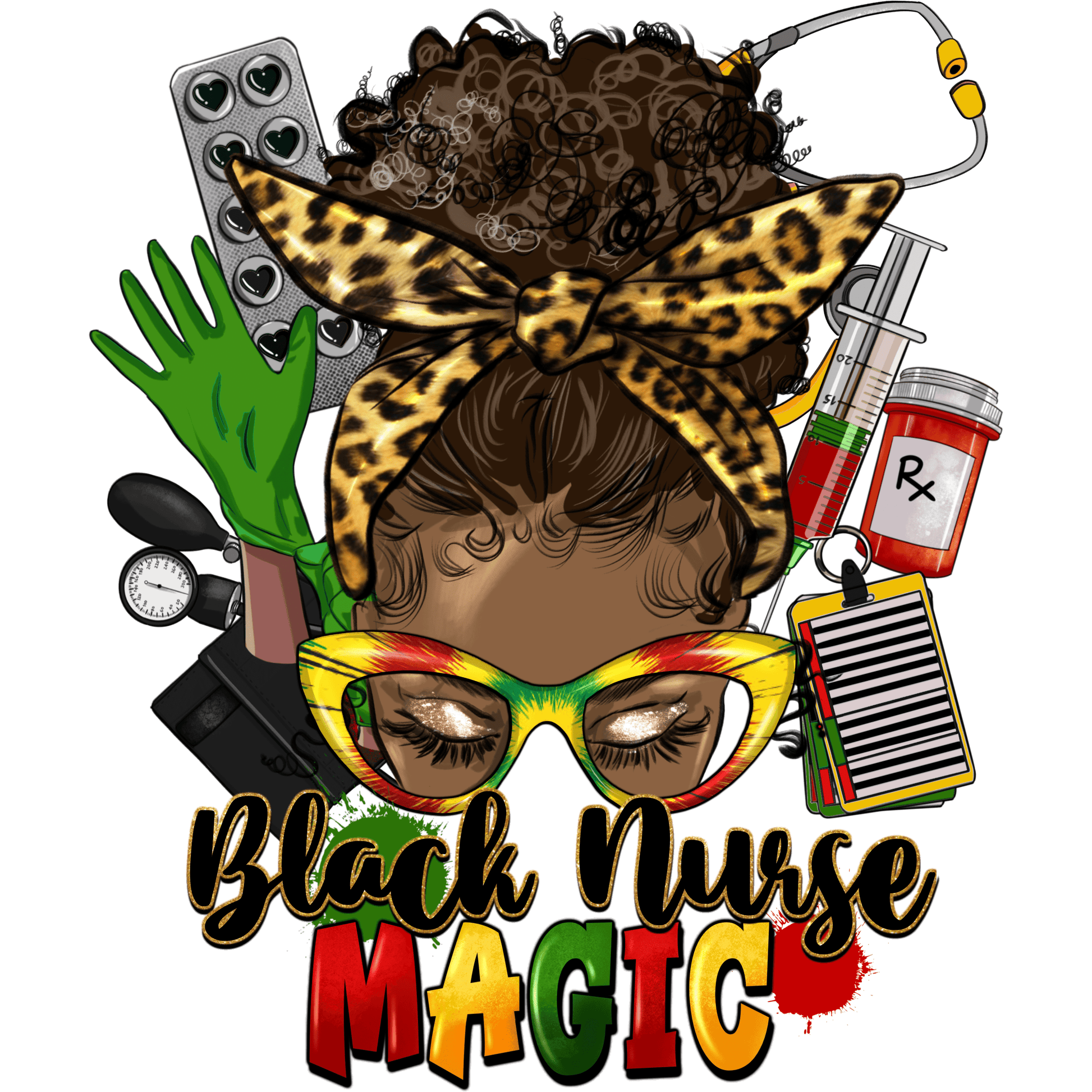 N103 Nurse Juneteenth Full Color DTF Transfer - Pro DTF Transfers