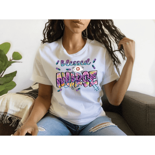 N113 Blessed Nurse Full Color DTF Transfer - Pro DTF Transfers