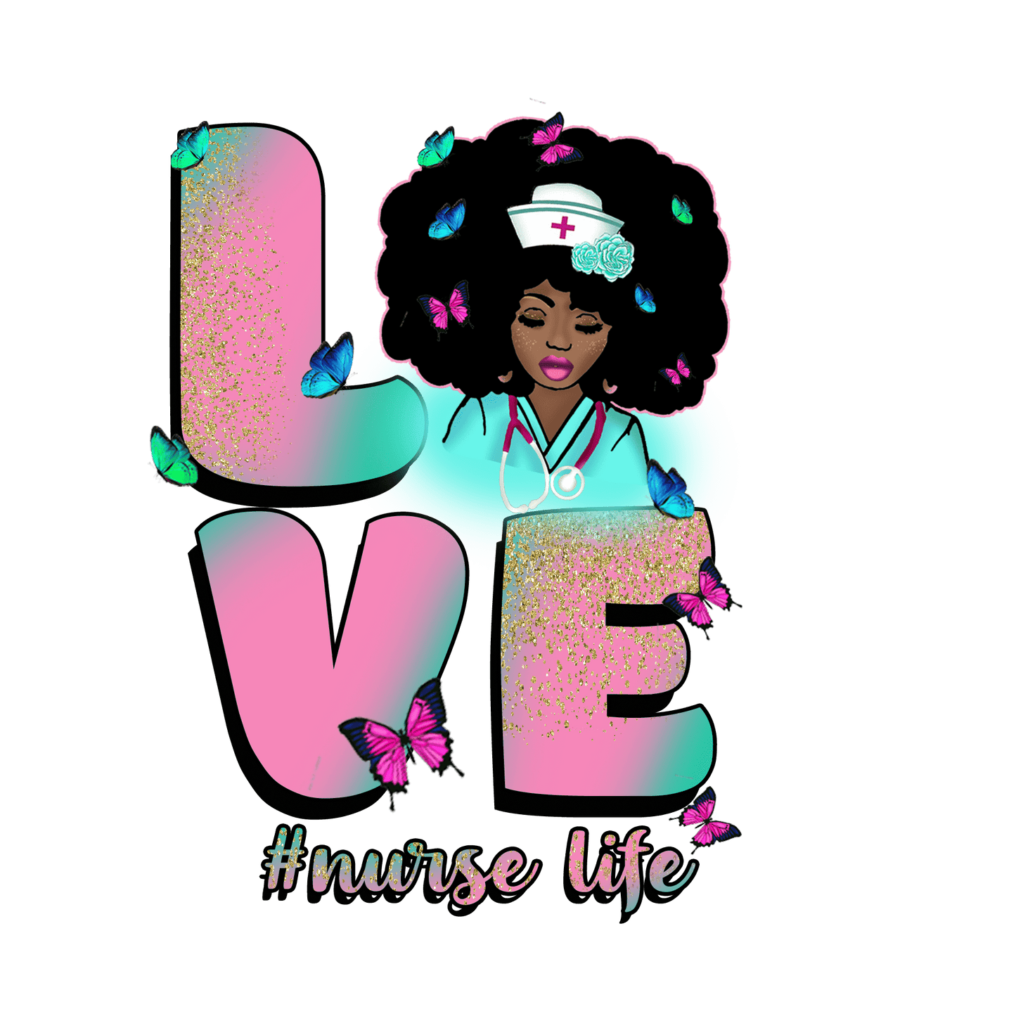 N126 RN Love Nurse Full Color DTF Transfer - Pro DTF Transfers