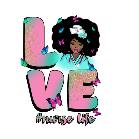 N126 RN Love Nurse Full Color DTF Transfer - Pro DTF Transfers