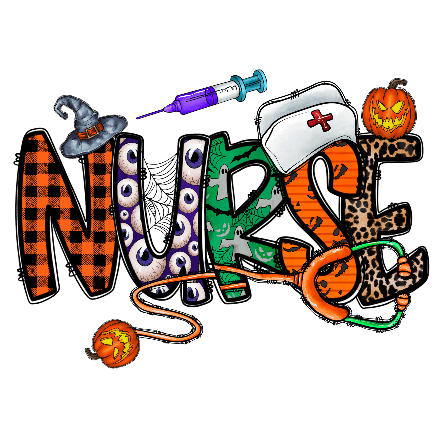 N174 Nurse Halloween Full Color DTF Transfer - Pro DTF Transfers
