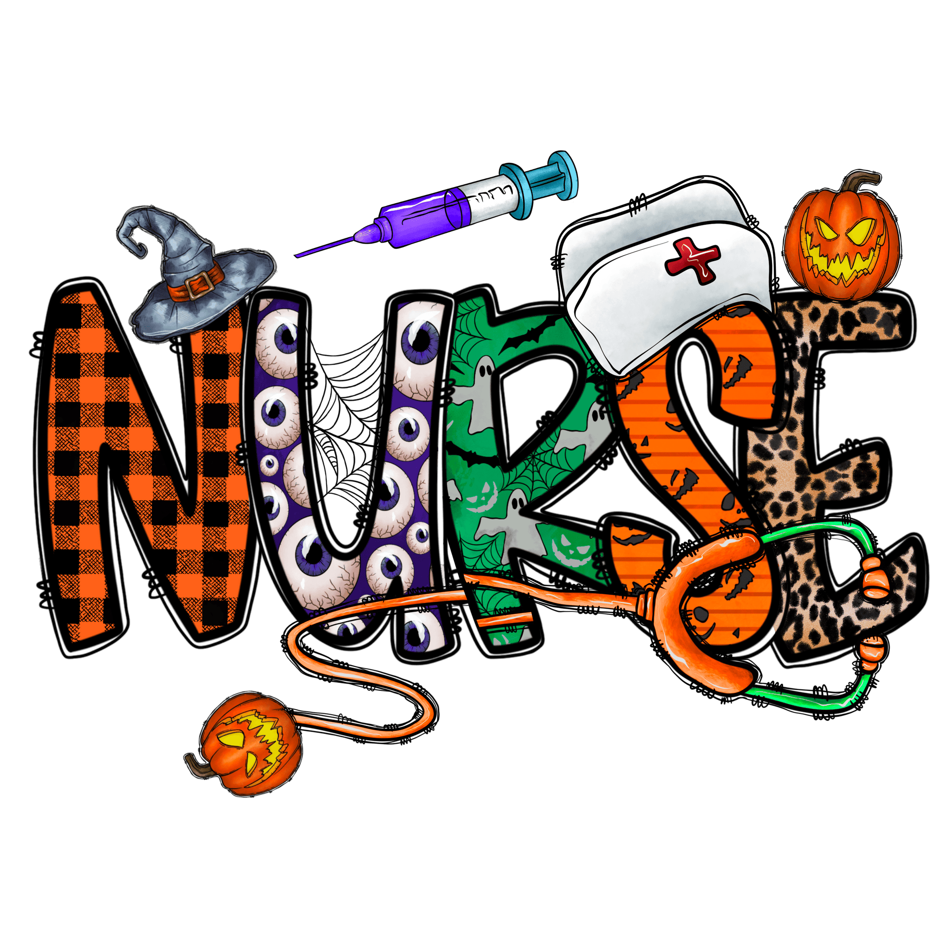 N174 Nurse Halloween Full Color DTF Transfer - Pro DTF Transfers