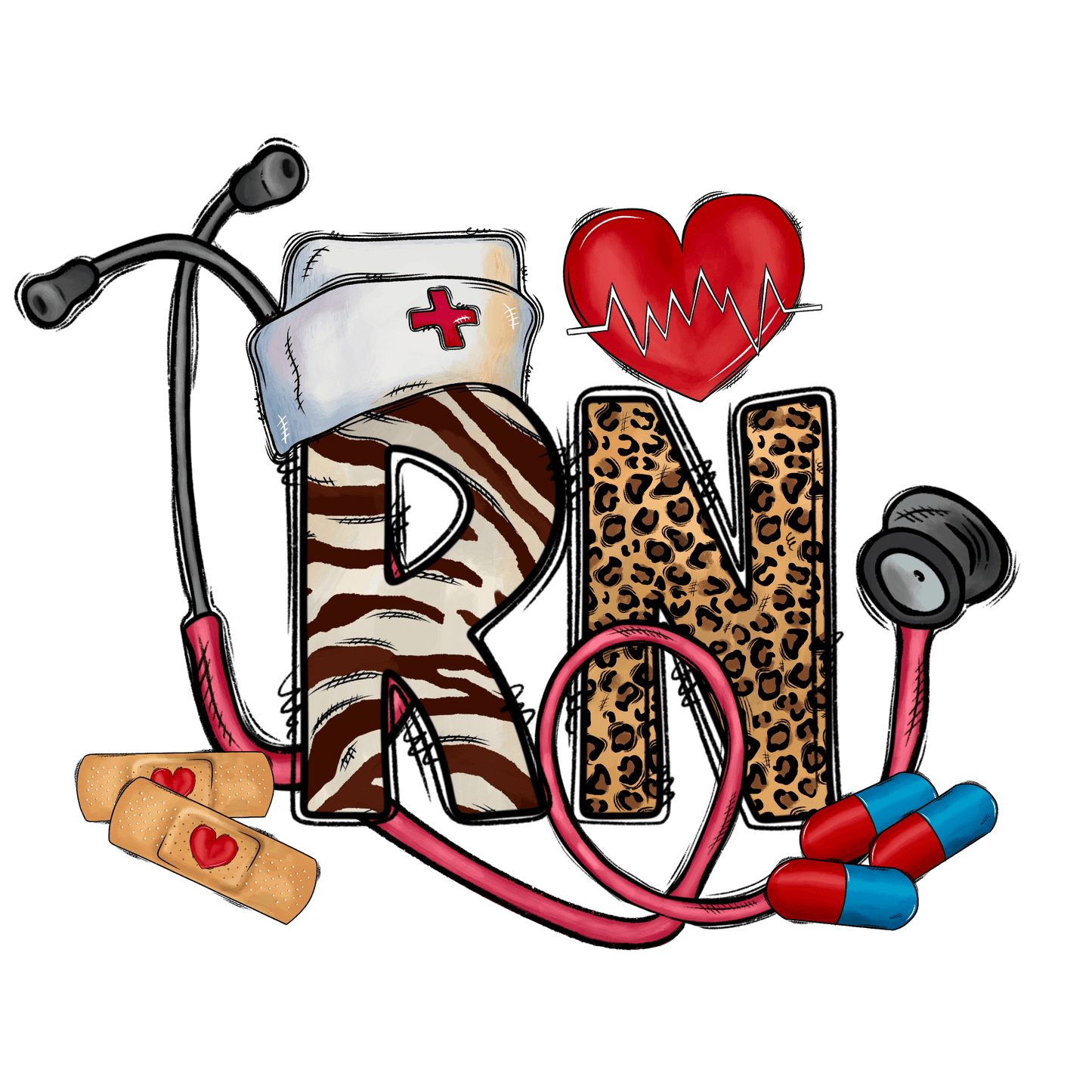 N176 RN Nurse Full Color DTF Transfer - Pro DTF Transfers
