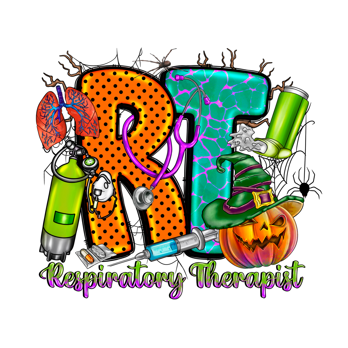 N177 RT Nurse Halloween Full Color DTF Transfer - Pro DTF Transfers