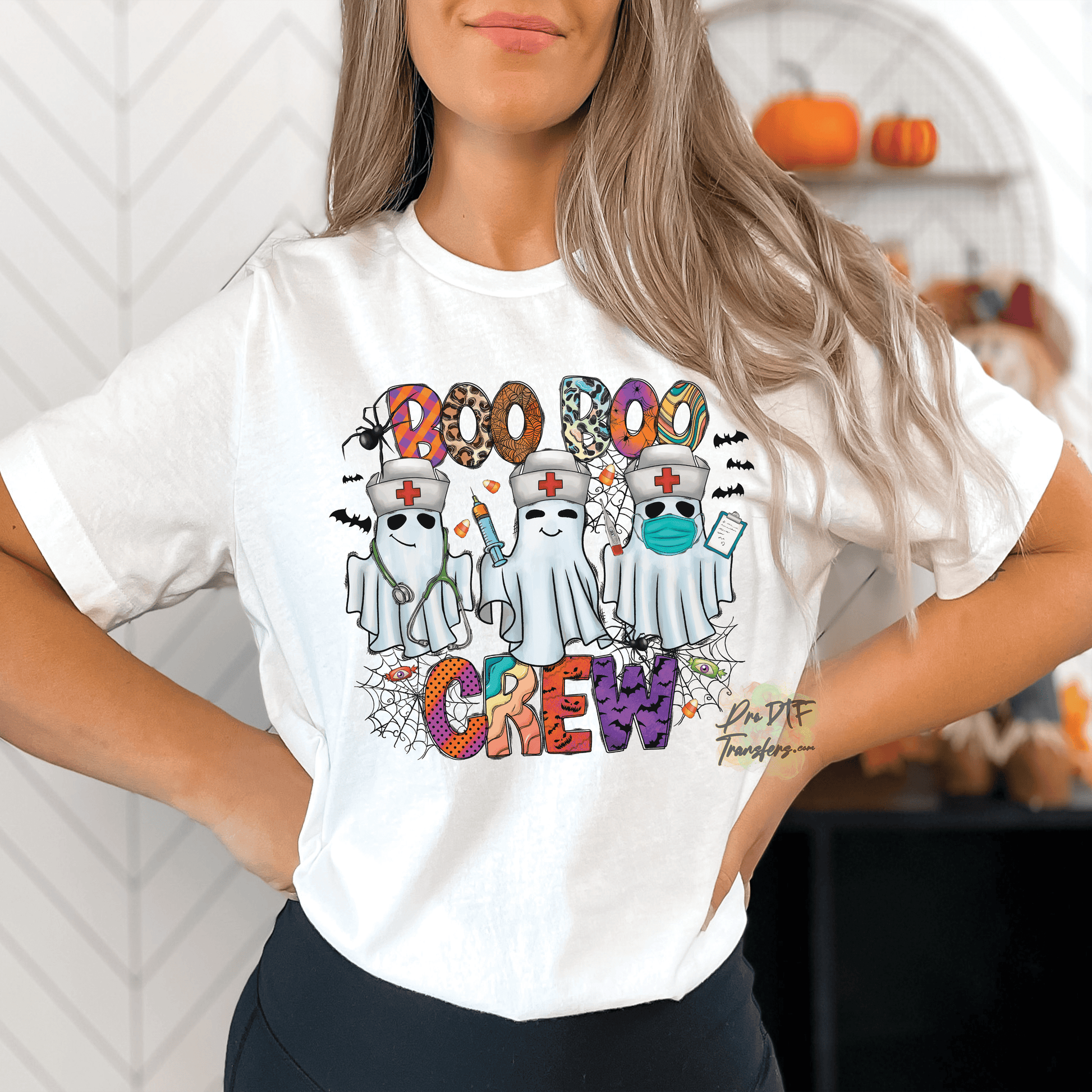 N179 Boo Boo Crew Nurse Halloween Full Color DTF Transfer - Pro DTF Transfers