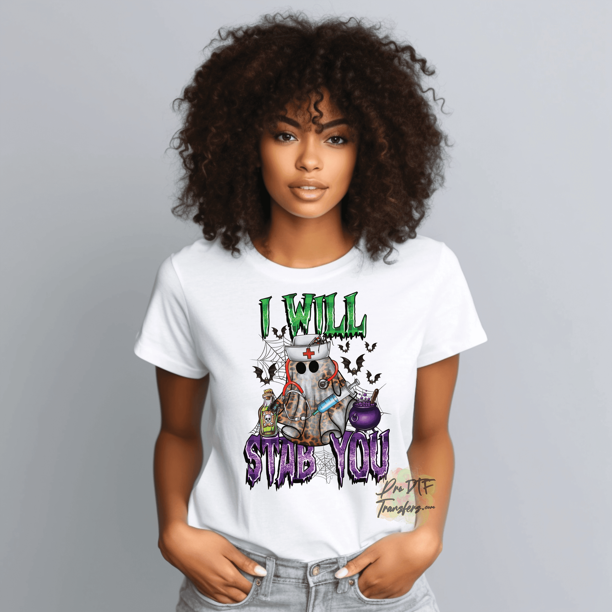 N182 I Will Stab You Nurse Halloween Full Color DTF Transfer - Pro DTF Transfers