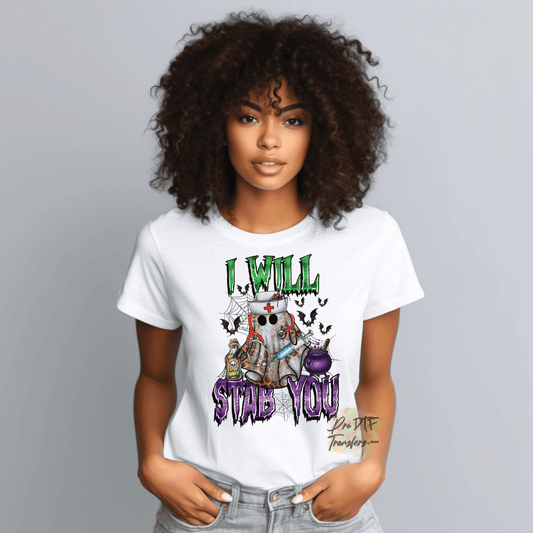N182 I Will Stab You Nurse Halloween Full Color DTF Transfer - Pro DTF Transfers