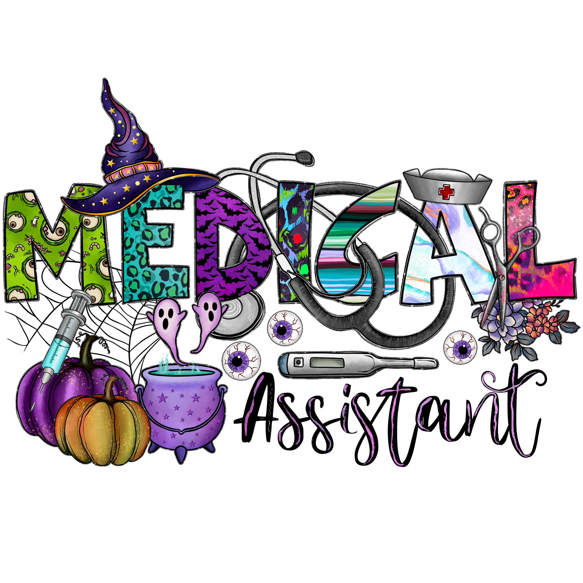 N183 MA Nurse Halloween Full Color DTF Transfer - Pro DTF Transfers