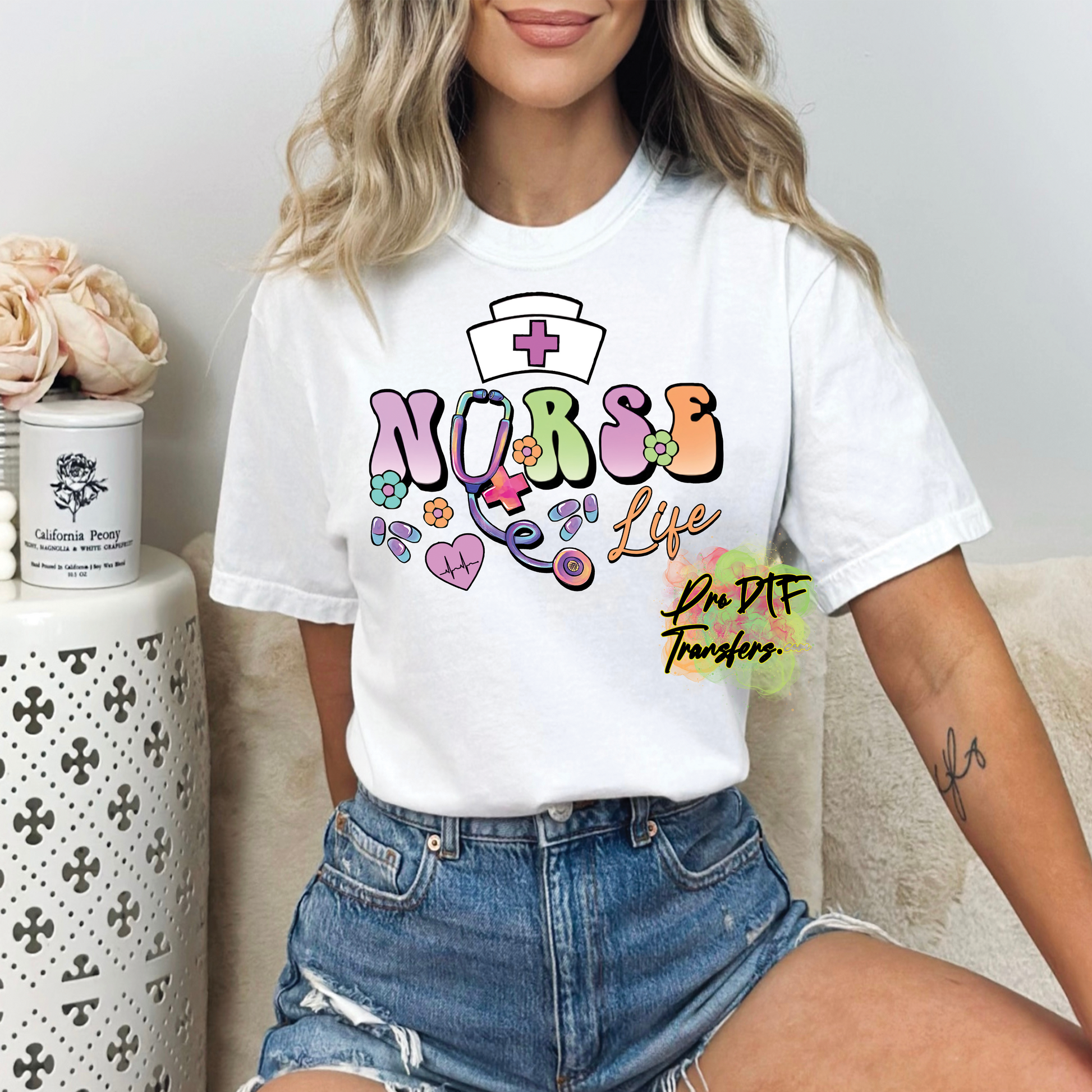 N186 Nurse Life Retro Full Color DTF Transfer - Pro DTF Transfers