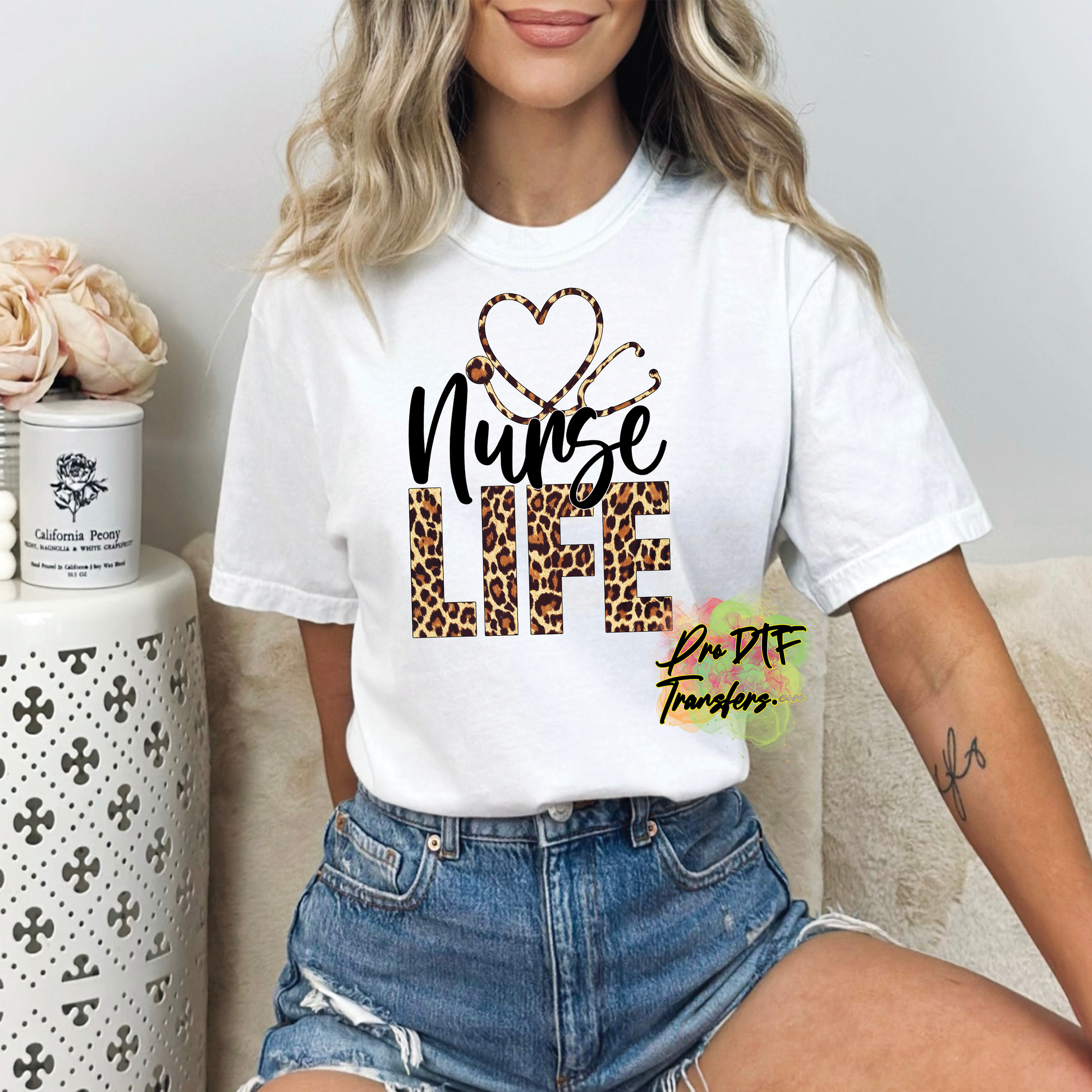 N192 Nurse Life Leopard Full Color DTF Transfer - Pro DTF Transfers