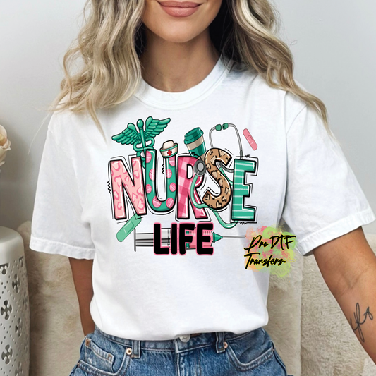 N229 Nurse Life Full Color DTF Transfer - Pro DTF Transfers