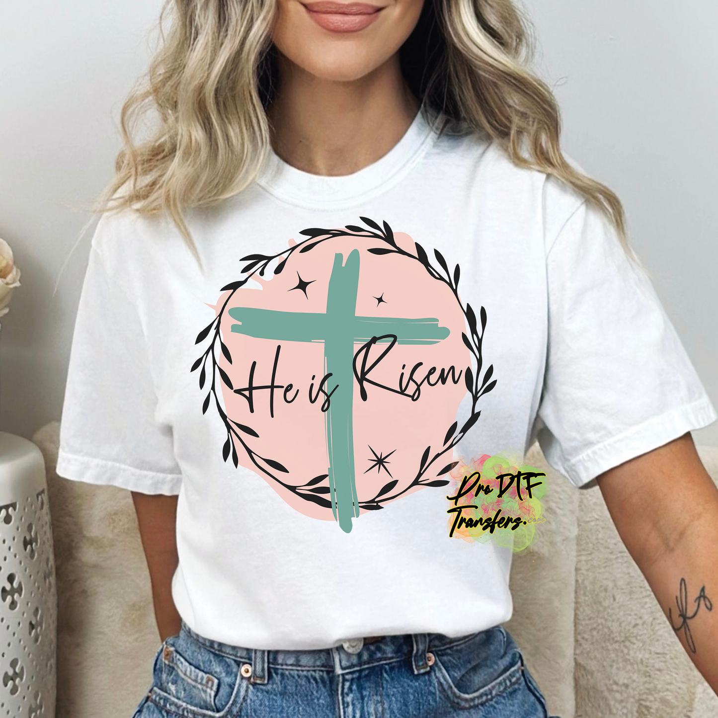 RG66 He is Risen Pink Full Color DTF Transfer - Pro DTF Transfers