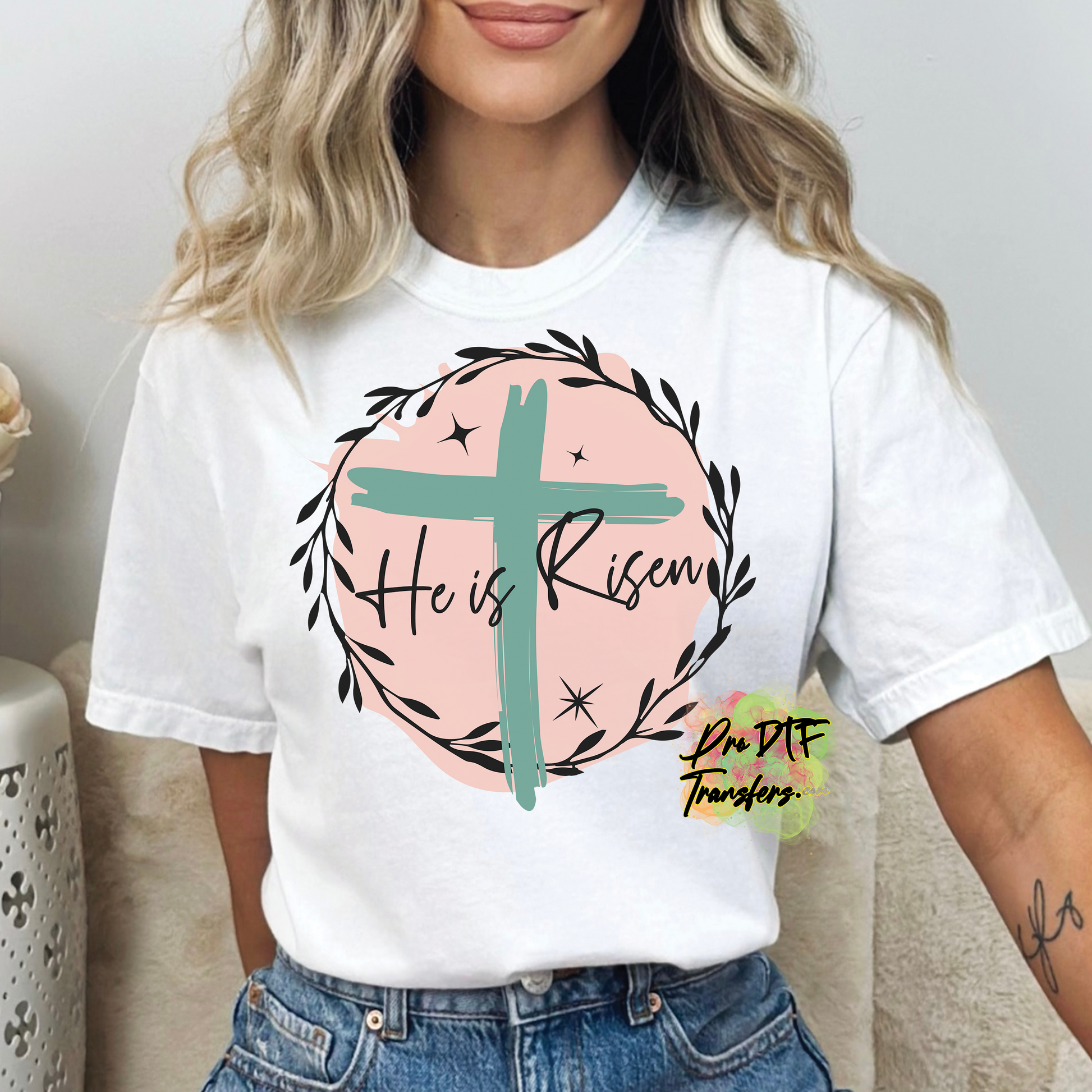 RG66 He is Risen Pink Full Color DTF Transfer - Pro DTF Transfers
