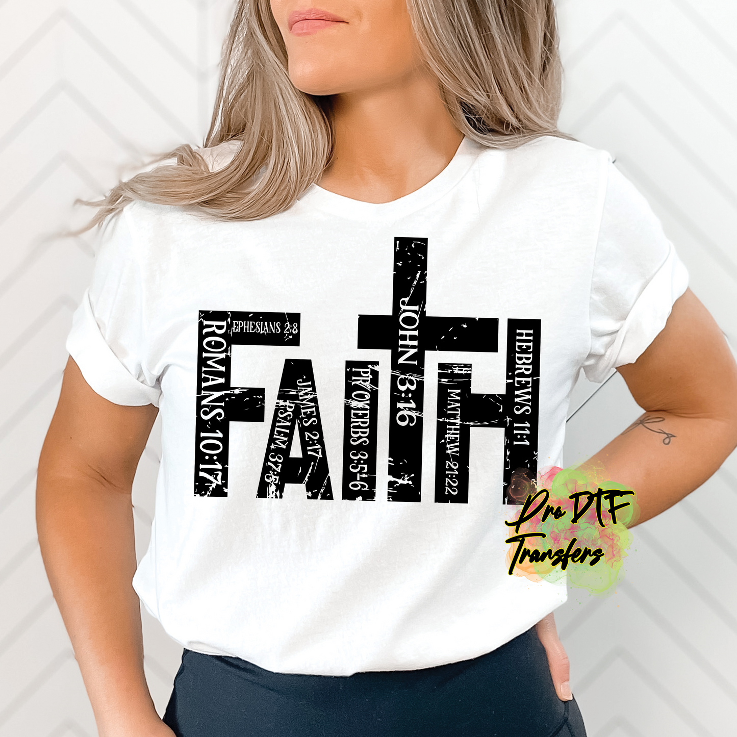 RG74 Faith Blk-Text Full Color DTF Transfer